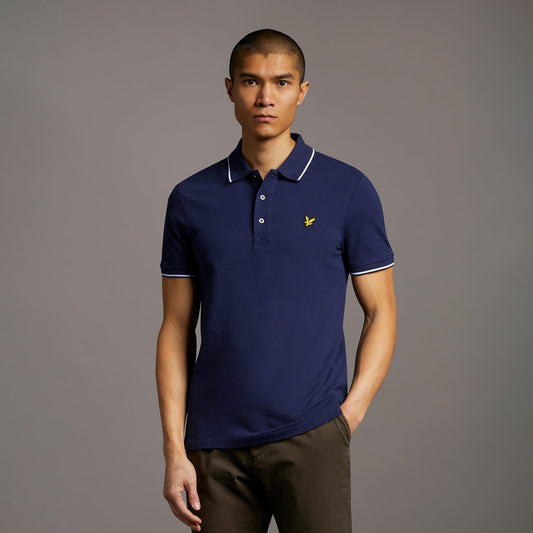 Lyle & Scott Tipped Polo Shirt in Navy/White