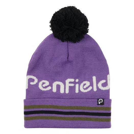 Penfield Intarsia Knit Striped Bobble Hat Pansy