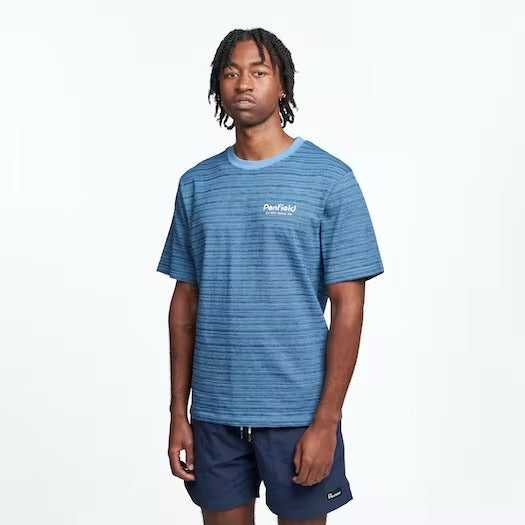 Penfield Textured Stripe T-Shirt Riviera Blue