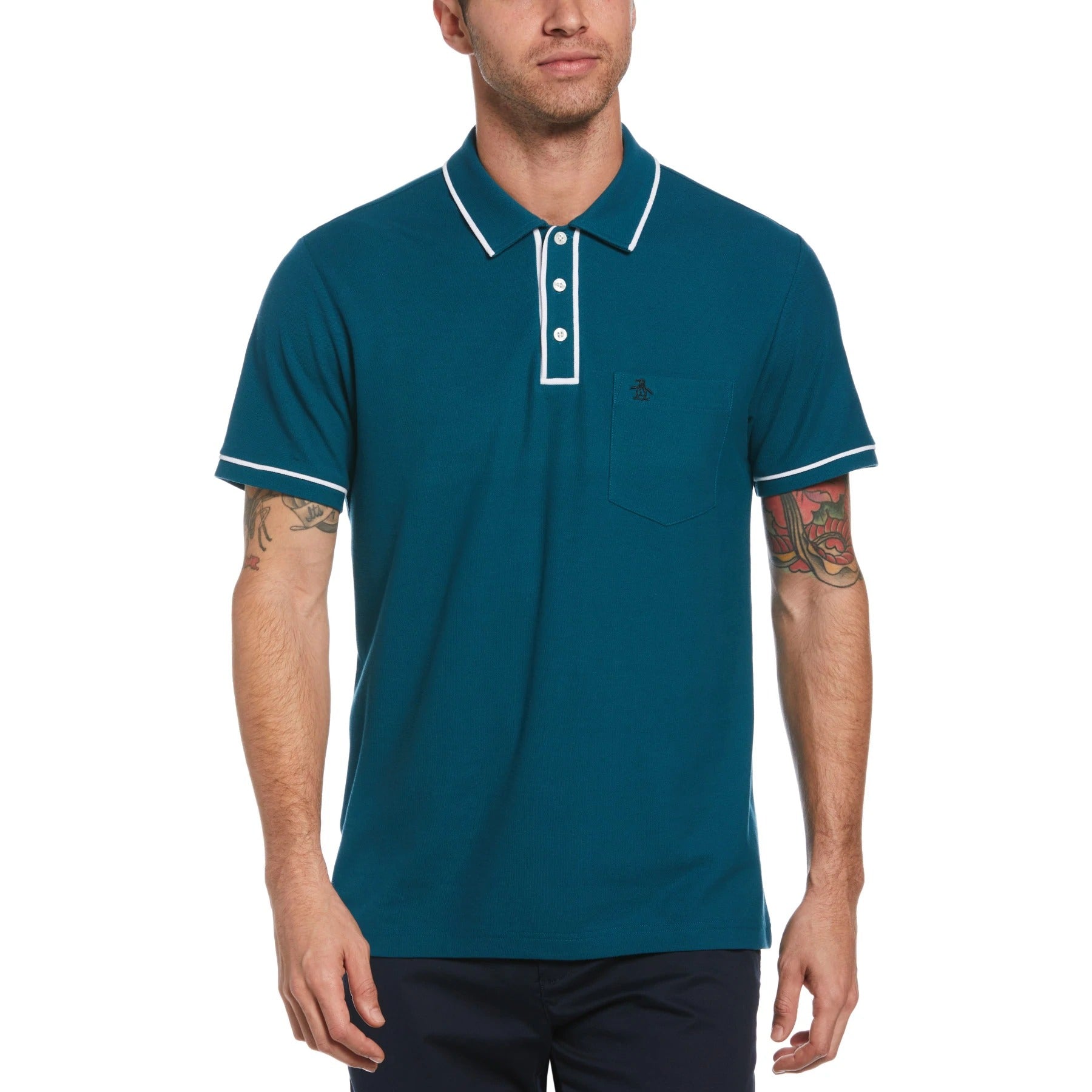 Original Penguin Earl Organic Cotton Polo in Blue Coral