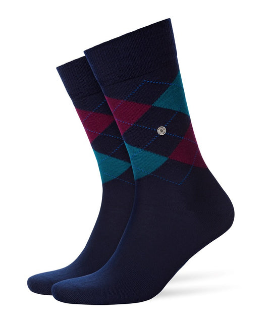 Burlington Edinburgh Argyle Virgin Wool Socks Blue 6376