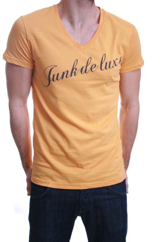 Junk de Luxe Logo V Neck T Shirt in Yellow