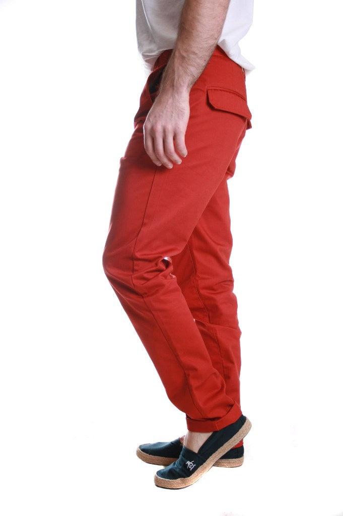 Humor Dean Carrot Slim Pant Chino Trousers in Dark Red Orange – Inocencia