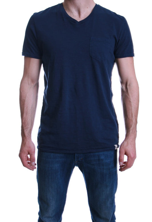 Lee V Neck Pocket Tee in Navy