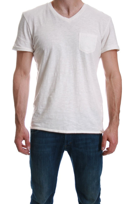 Lee V Neck Pocket Tee in White