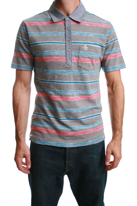 Original Penguin Pocket Polo With Contrast Stripe in Grey