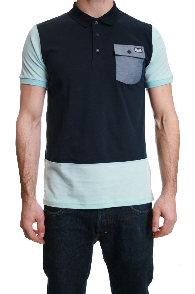 Weekend Offender Hatton Panel Polo In Pale Sky Blue