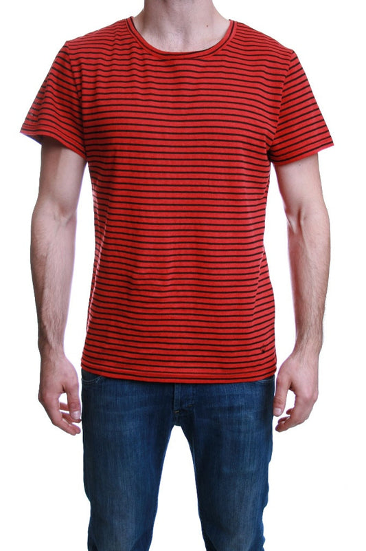 Junk de Luxe Edric Stripe Cowl T Shirt in Red