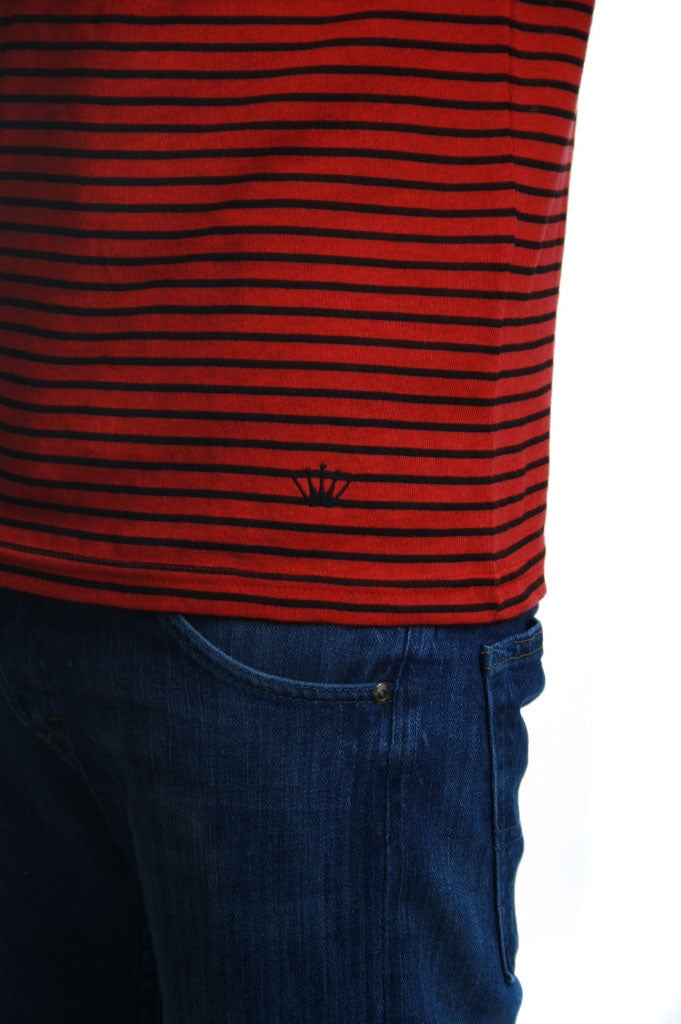 Junk de Luxe Edric Stripe Cowl T Shirt in Red