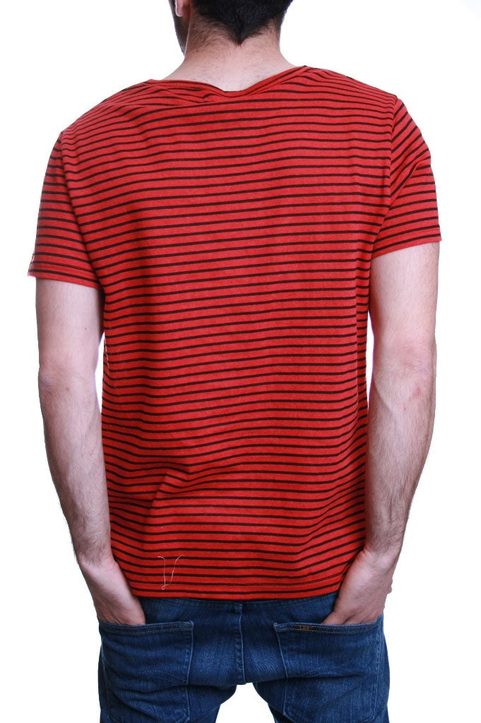 Junk de Luxe Edric Stripe Cowl T Shirt in Red