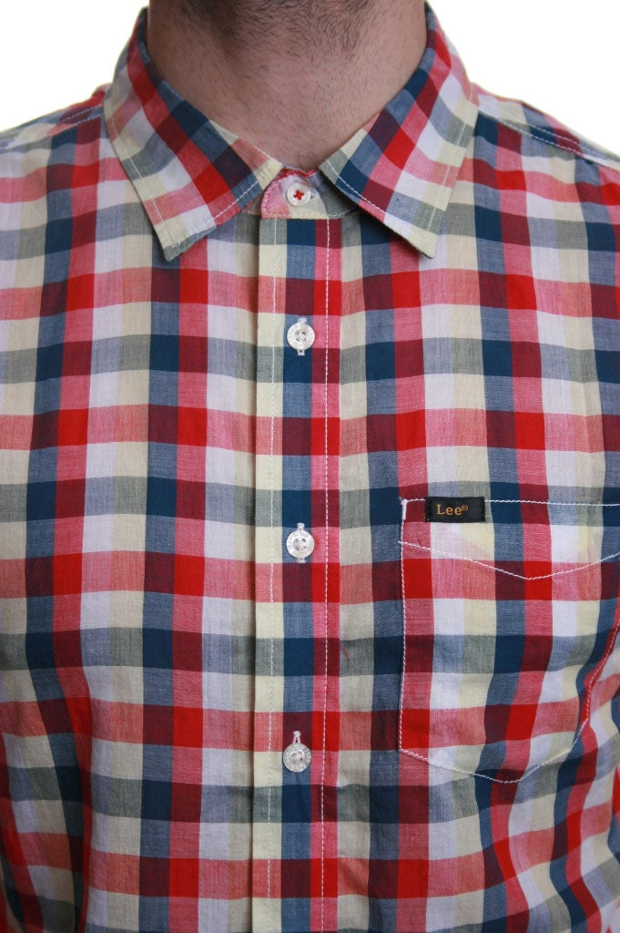 Lee Block Check Short Sleeve Shirt in True Red