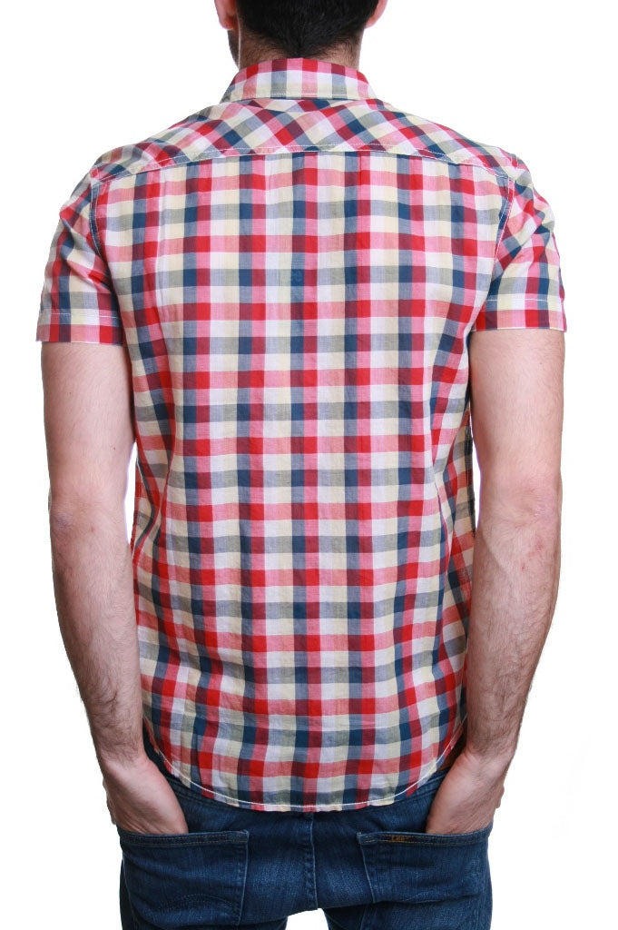 Lee Block Check Short Sleeve Shirt in True Red