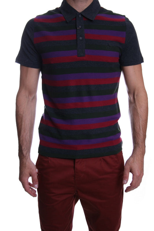 Original Penguin Stripe Front Polo in Dark Charcoal