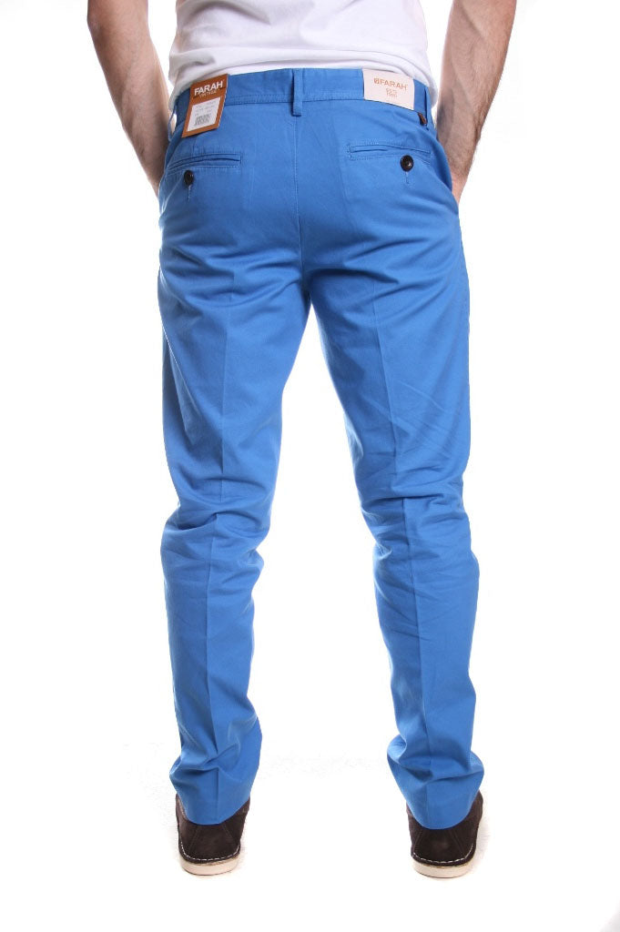 Farah Vintage Terence Tailored Chino Trousers in Azul Blue