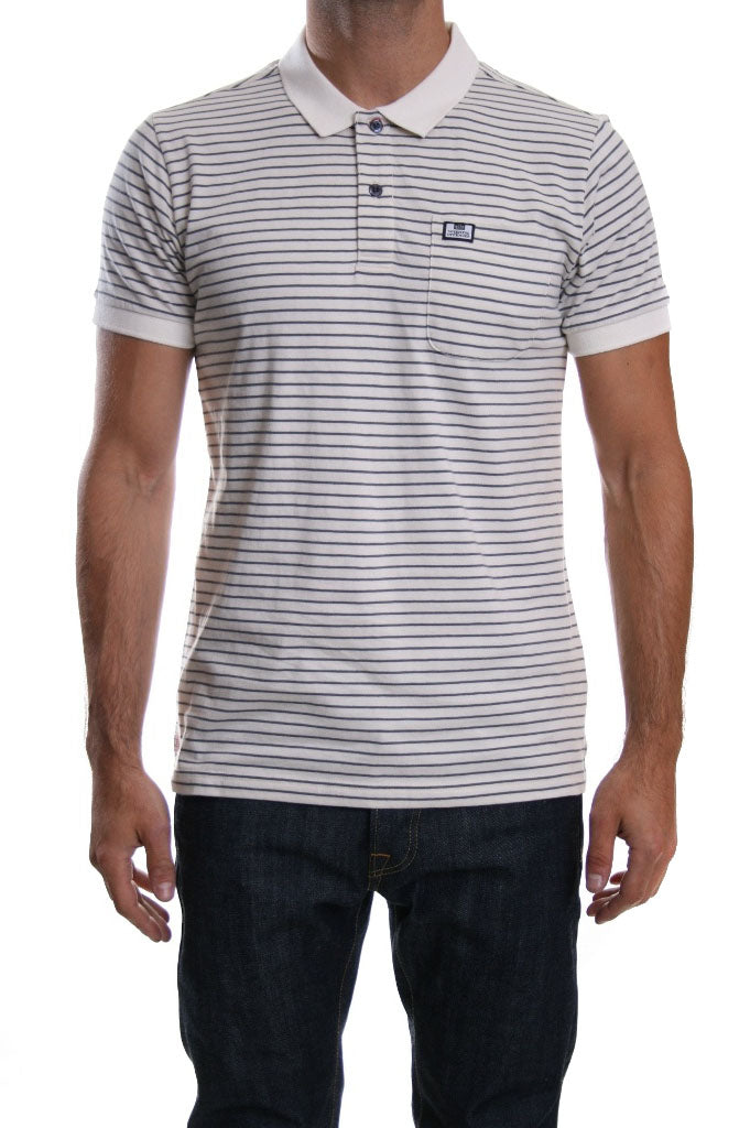 Weekend Offender Hook Gang Stripe Polo in Cream