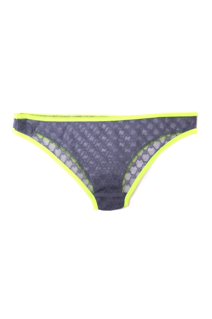 Kinky Knickers Daisy Lace Mini Knickers in Silver Mist Neon