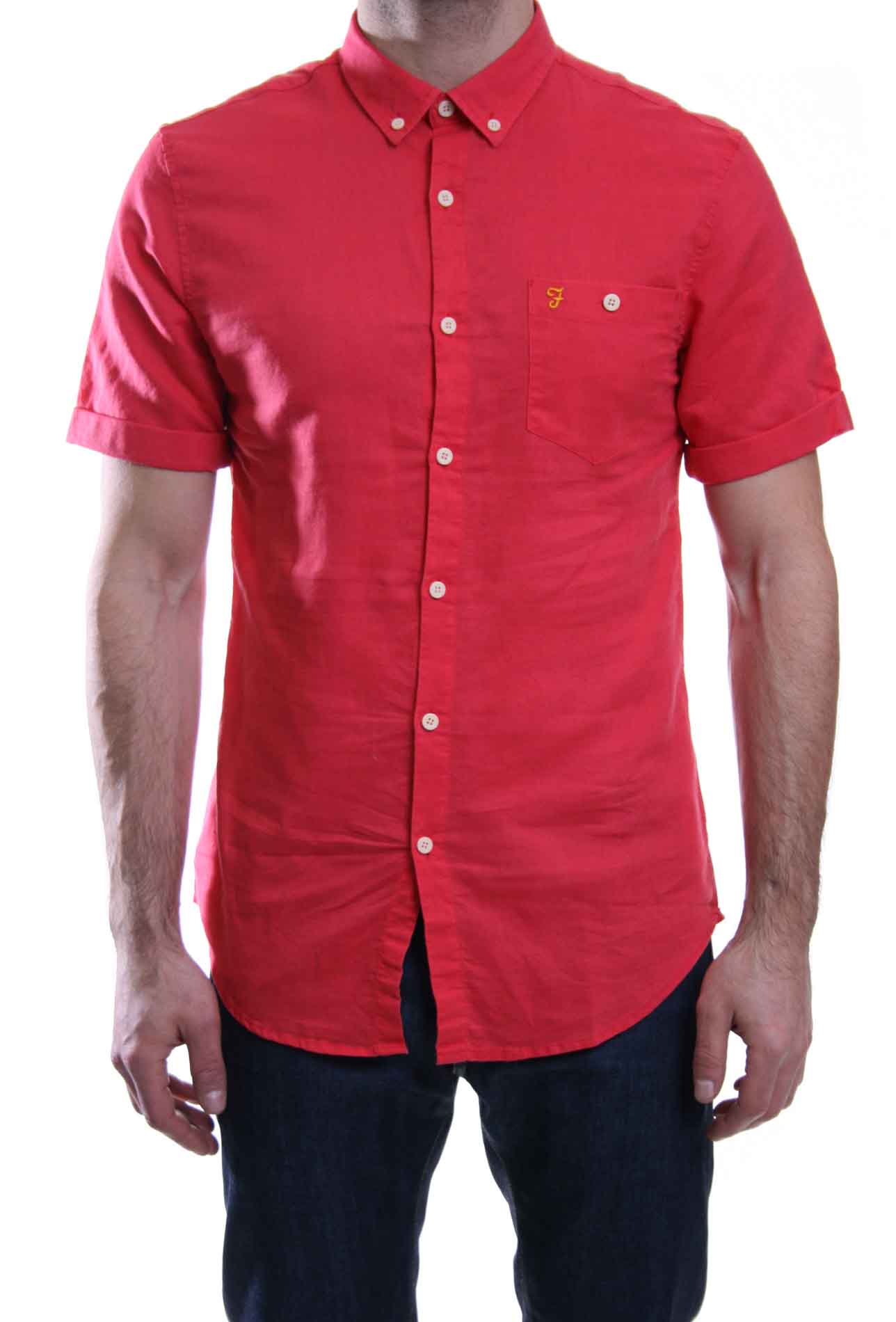 Farah Vintage Trent Short Sleeved Shirt in Burnt Orange