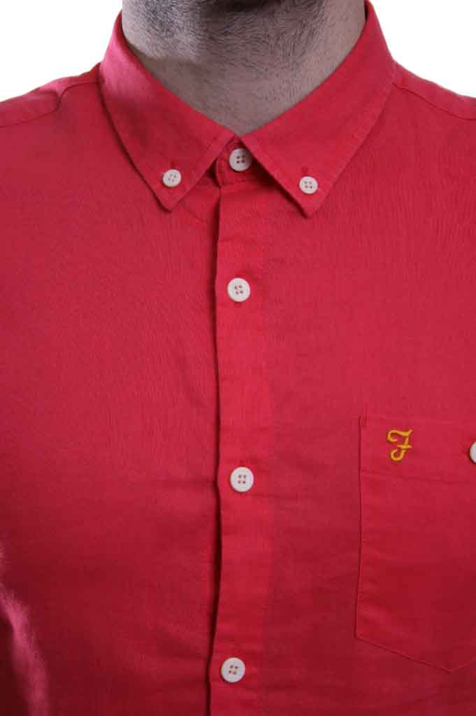 Farah Vintage Trent Short Sleeved Shirt in Burnt Orange