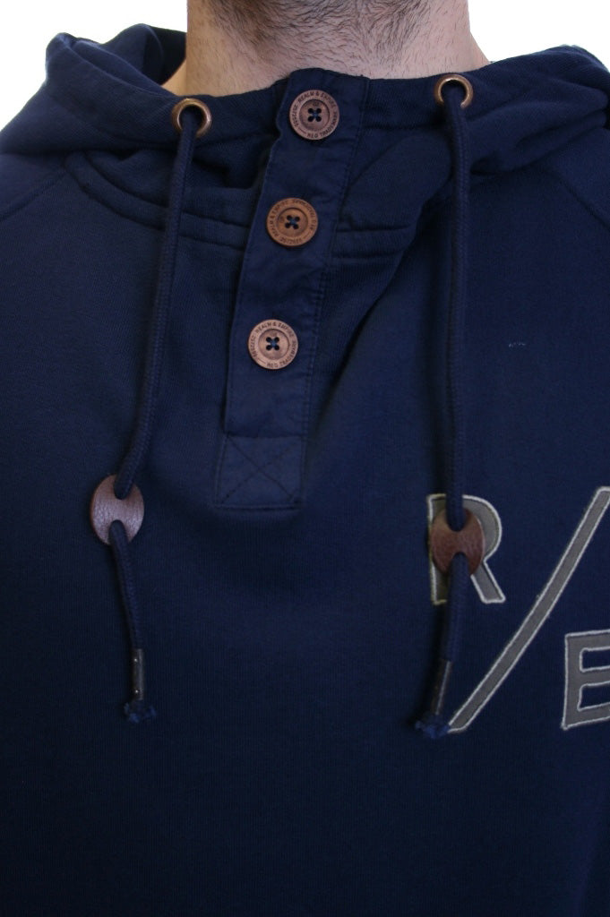 Realm & Empire Button Neck Hoody in Navy