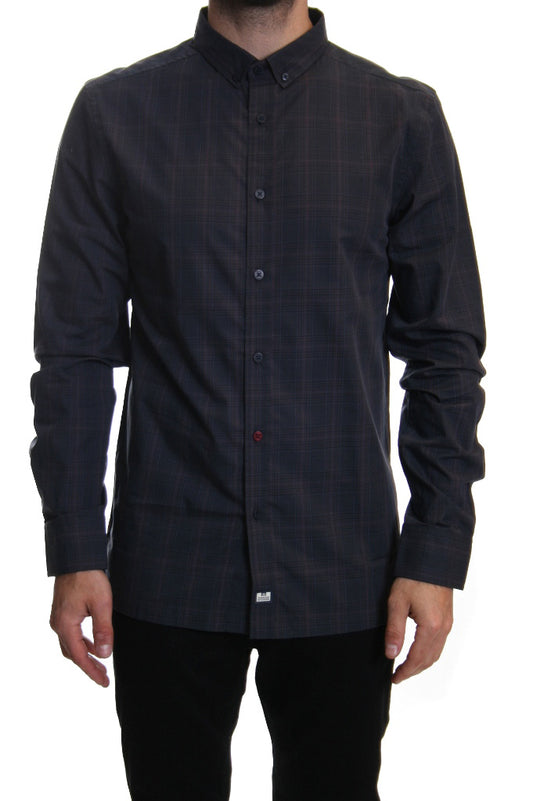 Weekend Offender Duffy Tonal Check Shirt in Navy