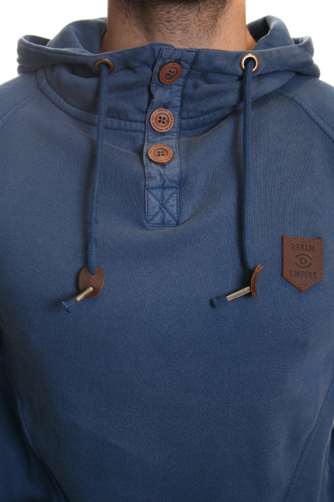 Realm & Empire Squaddie Hooded Top in Dark Denim