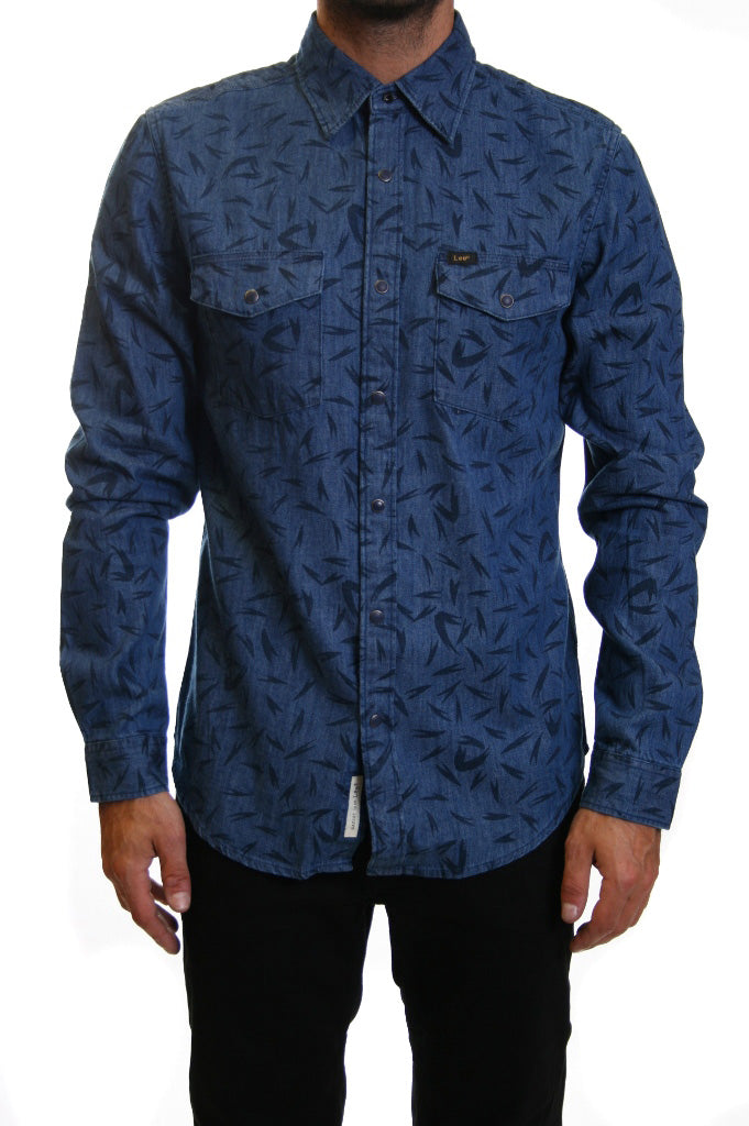 Lee Western Print Shirt in Blue Ice