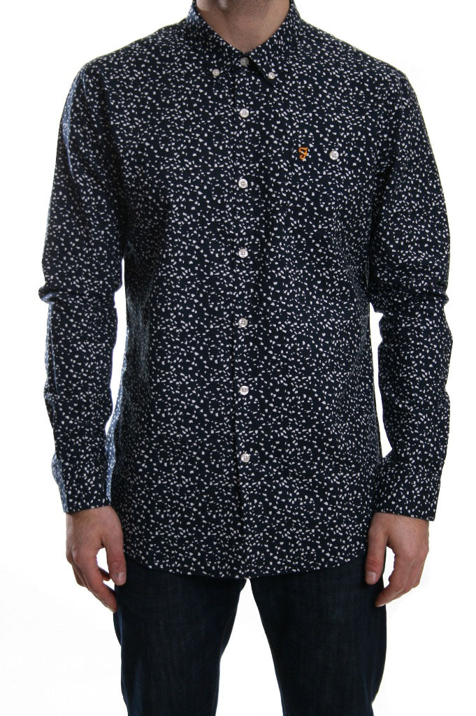 Farah Vintage Tobiah Printed Shirt in True Navy