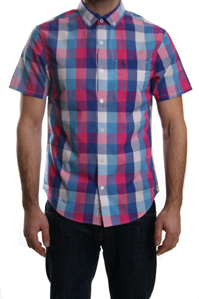 Original Penguin Large Gingham Shirt in Classic Blue