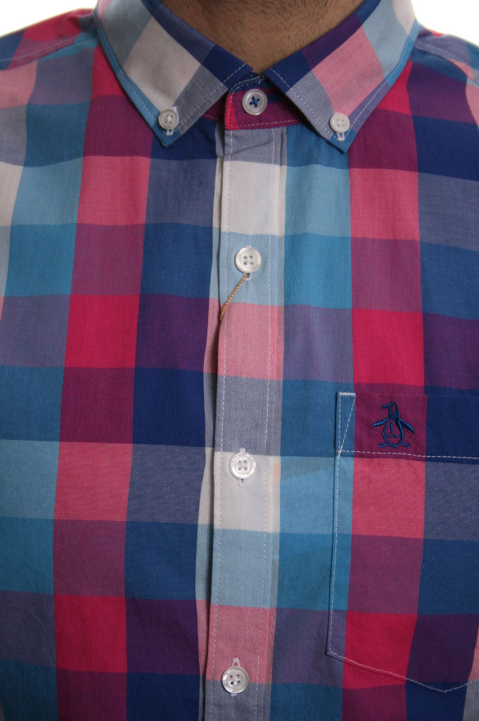 Original Penguin Large Gingham Shirt in Classic Blue