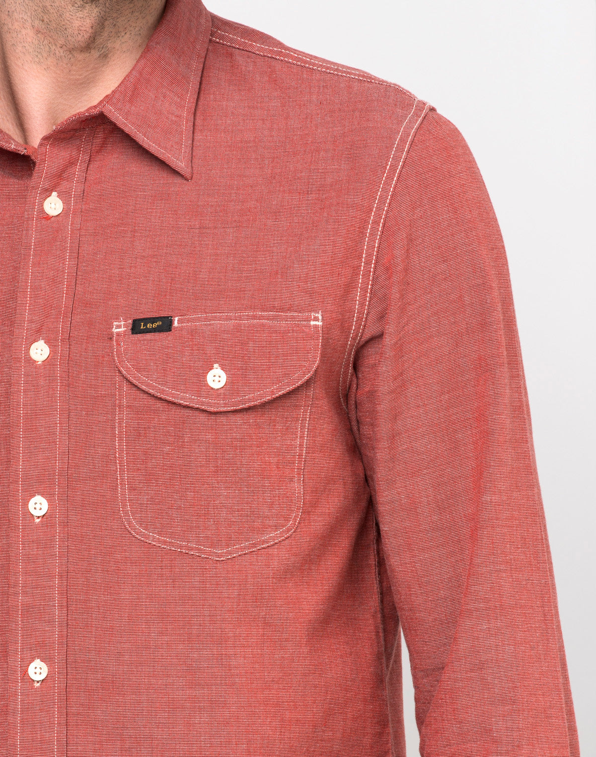 Lee Worker Shirt in Lava Red