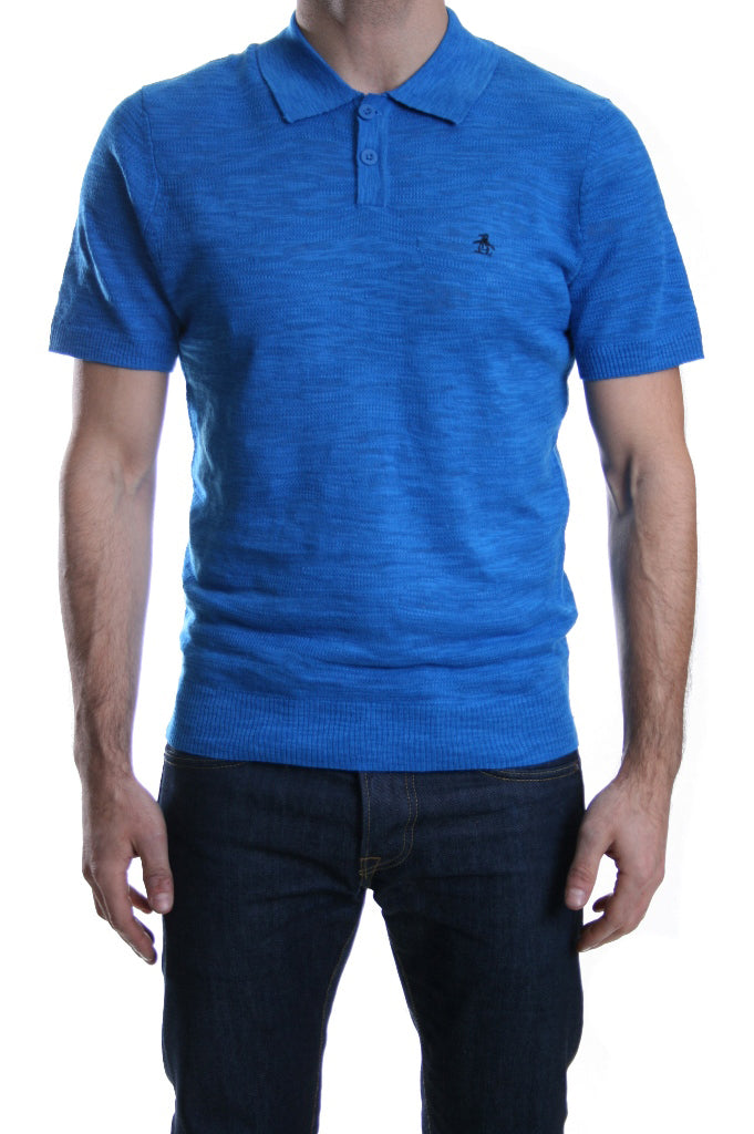 Original Penguin Texture Knit Polo in Directoire Blue