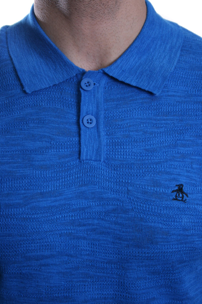 Original Penguin Texture Knit Polo in Directoire Blue