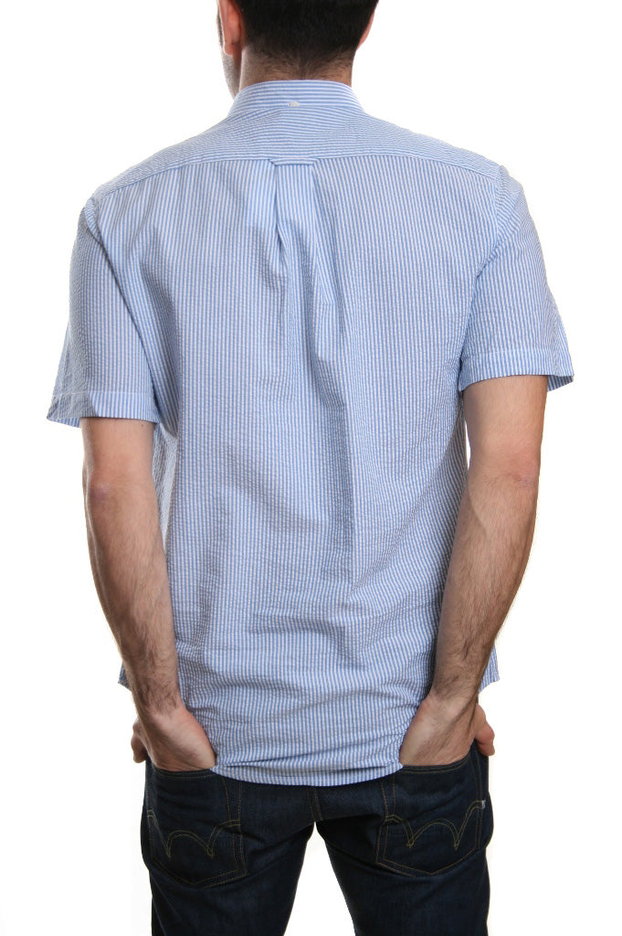 Farah Sloane Stripe Short Sleeved Shirt Sierra Blue