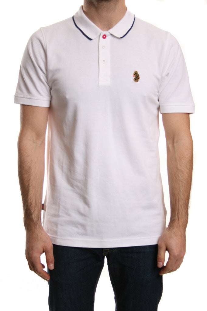 Luke Melvins Tipped Polo in White