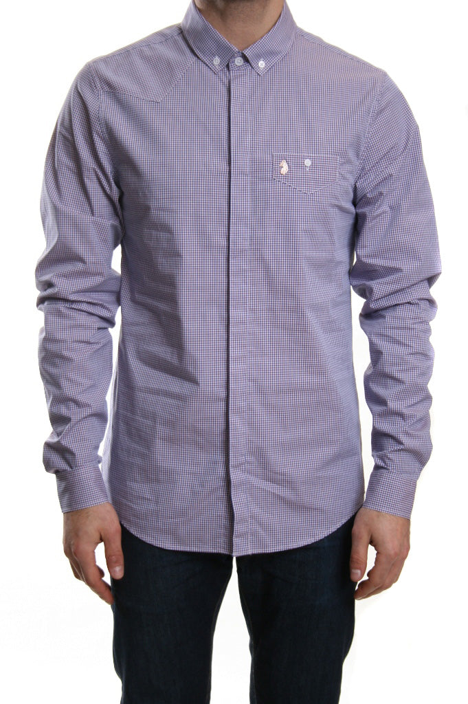 Luke 1977 Bailey Gingham Check Shirt in Blue Mix