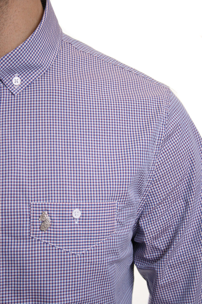 Luke 1977 Bailey Gingham Check Shirt in Blue Mix