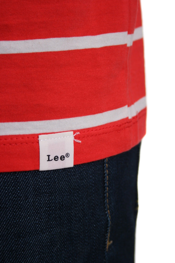 Lee Stripe Crew Neck T Shirt in Paprika