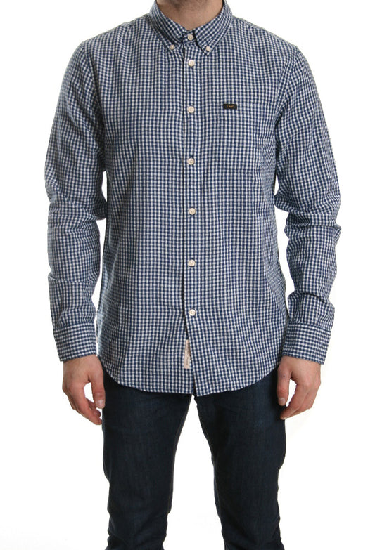 Lee Classic Gingham Check Shirt in Washed Blue