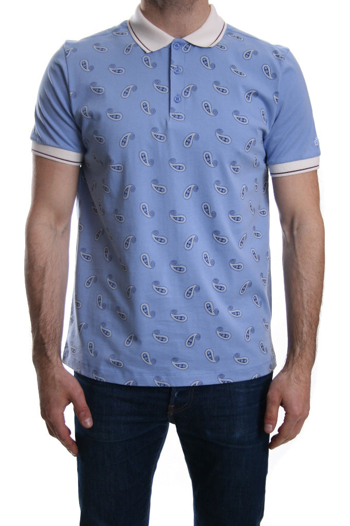 Merc Samwell Paisley Print Polo in Boy Blue