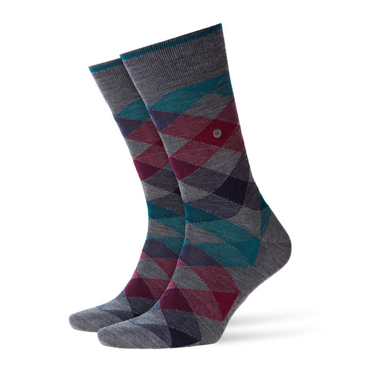 Burlington Newcastle Tartan Socks in Basalt Grey 3072