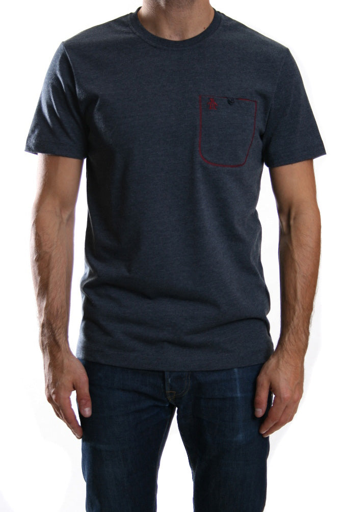 Original Penguin Flat Lock Pocket T Shirt Sapphire Melange