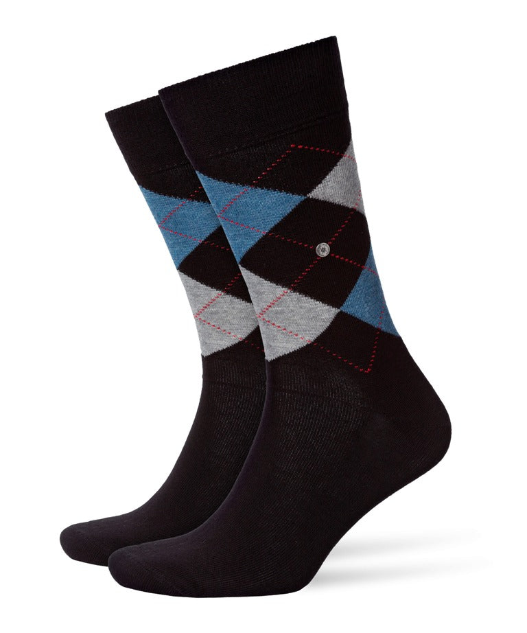 Burlington King Argyle Socks in Black 3001