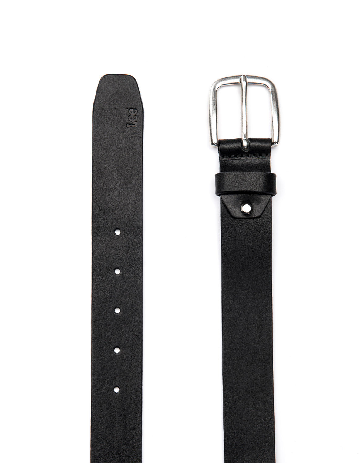 Lee Plain Leather Buckle Belt in Black