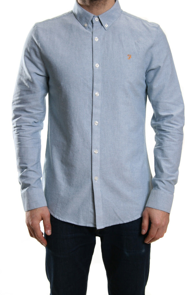 Farah Brewer Long Sleeved Shirt Sky Blue