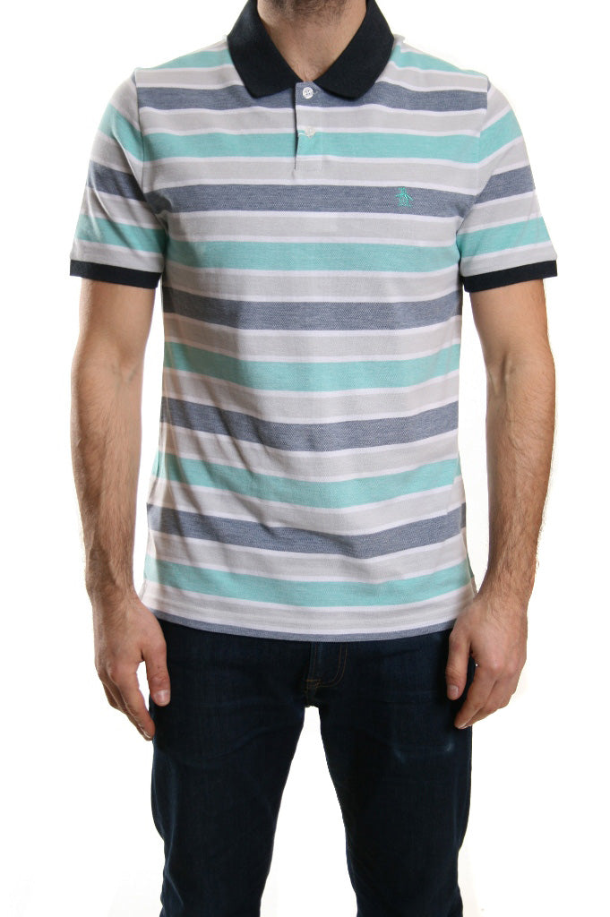 Original Penguin Birdseye Wide Stripe Polo Mirage Grey