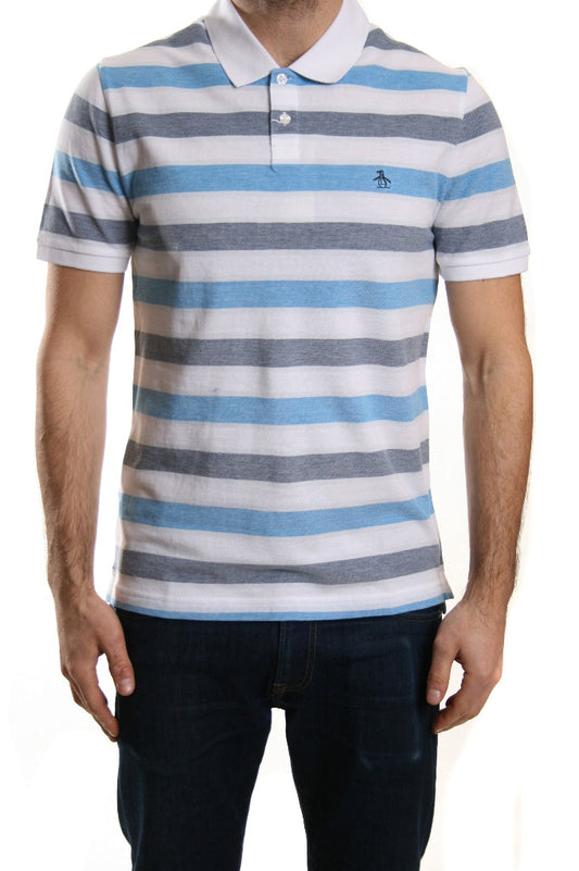 Original Penguin Birdseye Wide Stripe Polo Bright White