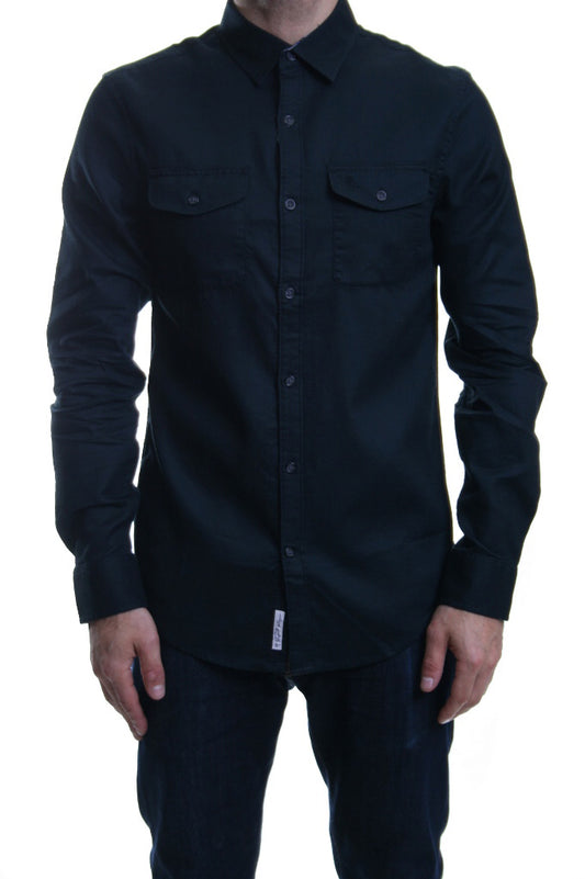 Original Penguin Waffle Shirt in True Black