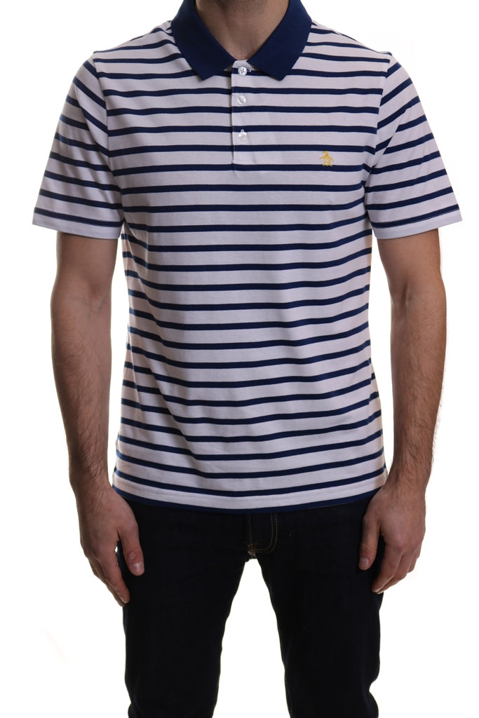 Original Penguin Breton Striped Polo Bright White