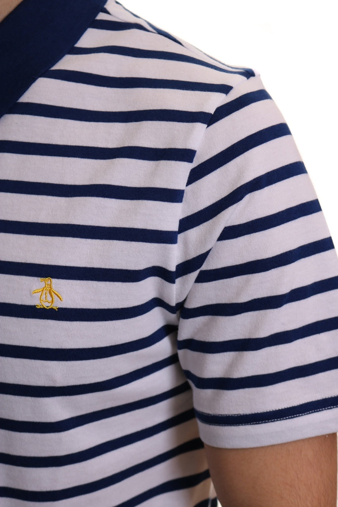 Original Penguin Breton Striped Polo Bright White