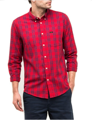 Lee Buttton Down check Shirt in Bright Red